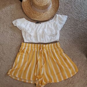 Forever 21 Yellow Stripped Summer Shorts